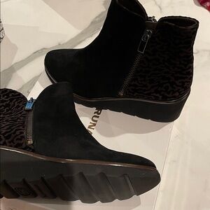 Black and Brown Italian Ankle Booties. Size 6.5